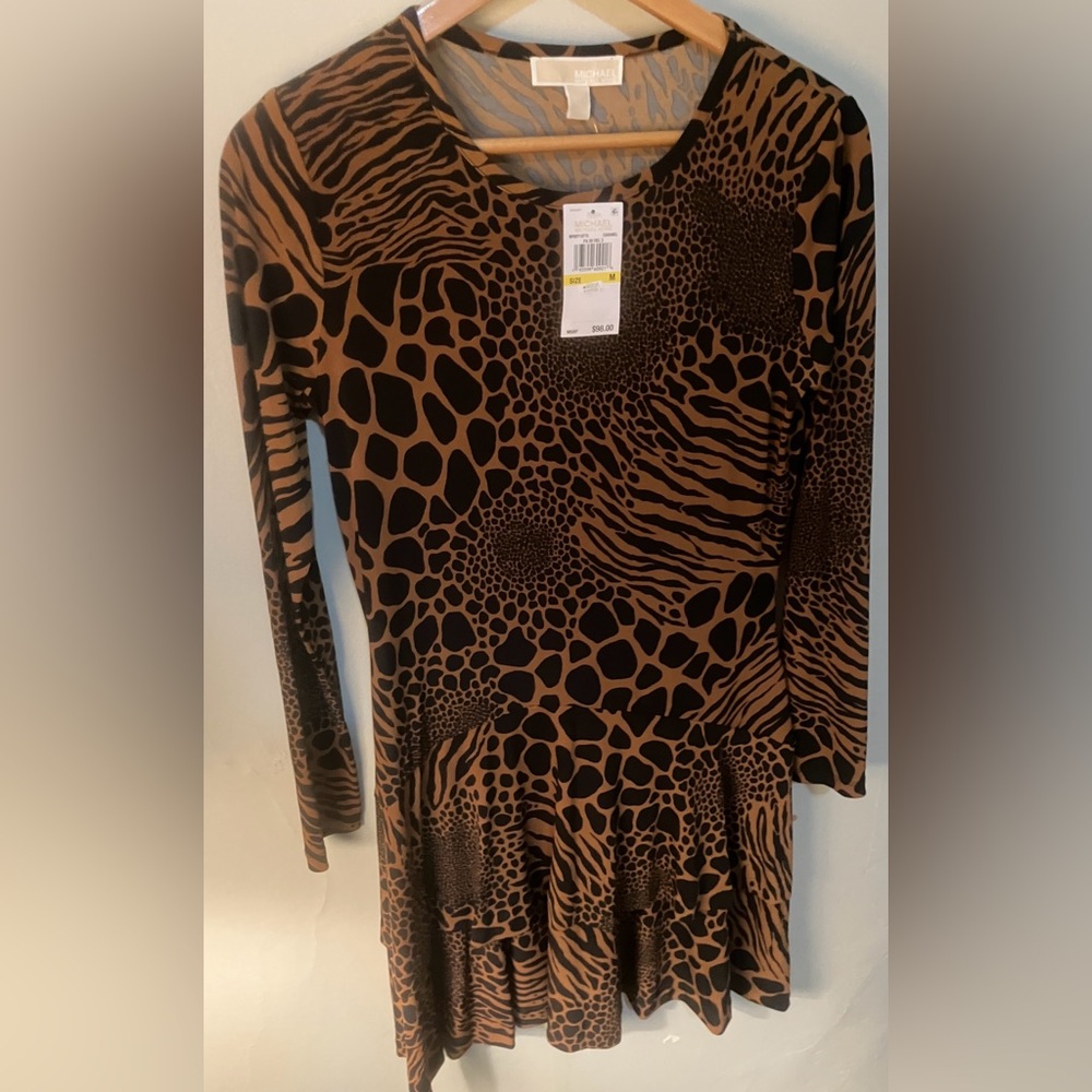 Michael Kors Brown and Black Patterned Dress, Size M, BNWT